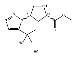 L-Proline, 4-[5-(1-hydroxy-1-methylethyl)-1H-1,2,3-triazol-1-yl]-, methyl ester, hydrochloride (1:1), (4S)- Structure