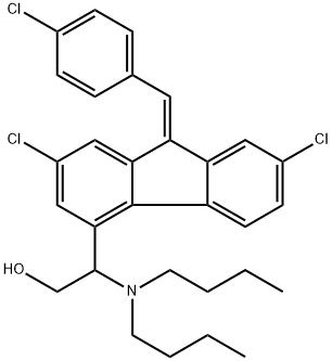 9H-Fluorene-4-ethanol, 2,7-dichloro-9-[(4-chlorophenyl)methylene]-β-(dibutylamino)-, (9Z)- 구조식 이미지