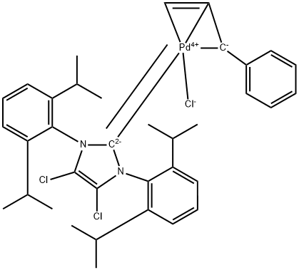 Palladium, [1,3-bis[2,6-bis(1-methylethyl)phenyl]-4,5-dichloro-1,3-dihydro-2H-imidazol-2-ylidene]chloro[(1,2,3-η)-1-phenyl-2-propen-1-yl]- Structure