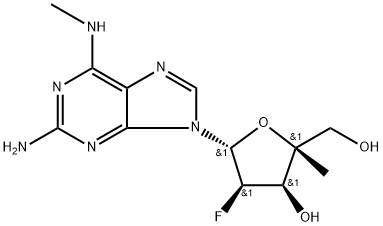 (2R,3R,4R,5R)-5-(2-amino-6-(methylamino)-9H-purin-9-yl)-4-fluoro-2-(hydroxymethyl)-2-methyltetrahydrofuran-3-ol Structure