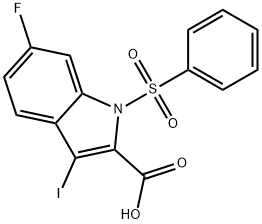 1-(benzenesulfonyl)-6-fluoro-3-iodo-1H-indole-2-carboxylic acid 구조식 이미지
