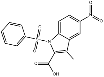 1-(benzenesulfonyl)-3-iodo-5-nitro-1H-indole-2-carboxylic acid Structure