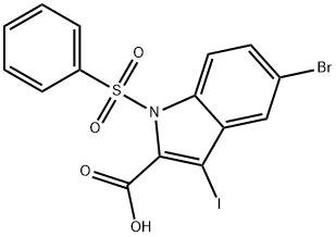 1-(benzenesulfonyl)-5-bromo-3-iodo-1H-indole-2-carboxylic acid Structure