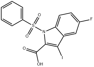 1-(benzenesulfonyl)-5-fluoro-3-iodo-1H-indole-2-carboxylic acid Structure