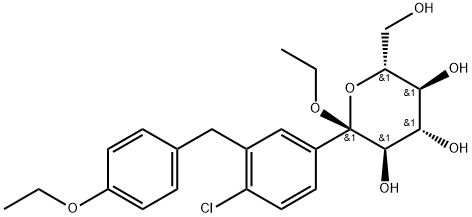 α-D-Glucopyranoside, ethyl 1-C-[4-chloro-3-[(4-ethoxyphenyl)methyl]phenyl]- Structure