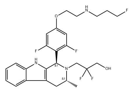 3-((1R,3R)-1-(2,6-difluoro-4-(2-((3-fluoropropyl)amino)ethoxy)phenyl)-3-methyl-3,4-dihydro-1H-pyrido[3,4-b]indol-2(9H)-yl)-2,2-difluoropropan-1-ol Structure