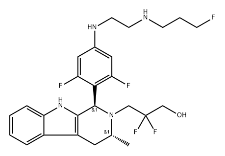 3-((1R,3R)-1-(2,6-difluoro-4-((2-((3-fluoropropyl)amino)ethyl)amino)phenyl)-3-methyl-3,4-dihydro-1H-pyrido[3,4-b]indol-2(9H)-yl)-2,2-difluoropropan-1-ol Structure