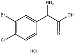 Benzeneacetic acid, α-amino-3-bromo-4-chloro-, hydrochloride (1:1) Structure