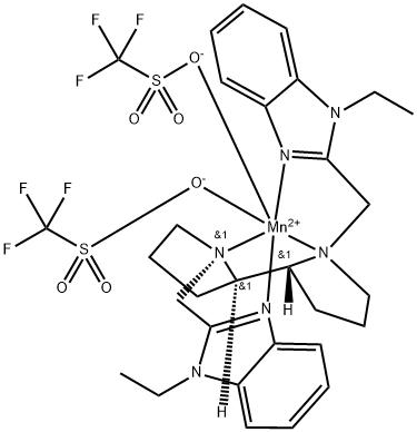 (OC-6-33)-[2,2′-[[(1S,1′S,2R,2′R)-[2,2′-bipyrrolidine]-1,1′-diyl-κN1,κN1′′]bis(methylene)]bis[1-ethyl-1H-benzimidazole-κN3]]bis(1,1,1-trifluoromethanesulfonato-κO)-,manganese Structure