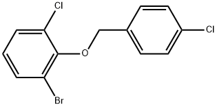 1-Bromo-3-chloro-2-[(4-chlorophenyl)methoxy]benzene Structure