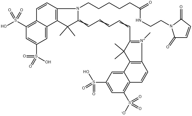 1H-Benz[e]indolium, 2-[5-[3-[6-[[2-(2,5-dihydro-2,5-dioxo-1H-pyrrol-1-yl)ethyl]amino]-6-oxohexyl]-1,3-dihydro-1,1-dimethyl-6,8-disulfo-2H-benz[e]indol-2-ylidene]-1,3-pentadien-1-yl]-1,1,3-trimethyl-6,8-disulfo-, inner salt Structure