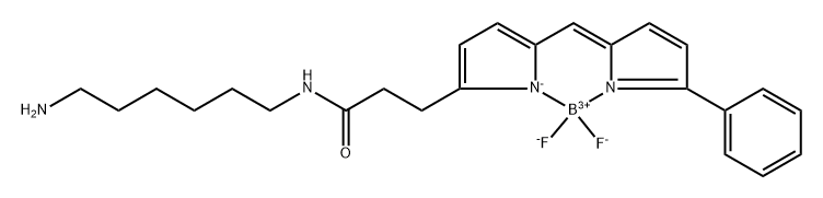 Boron, [N-(6-aminohexyl)-5-[(5-phenyl-2H-pyrrol-2-ylidene-κN)methyl]-1H-pyrrole-2-propanamidato-κN1]difluoro-, (T-4)- 구조식 이미지