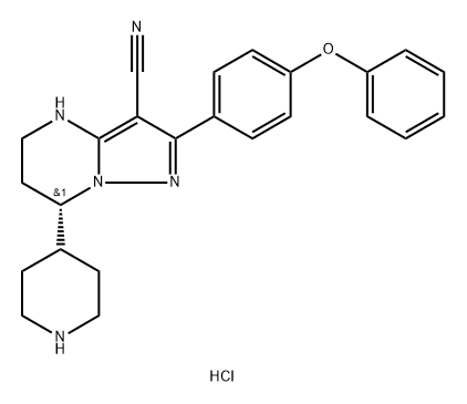Pyrazolo[1,5-a]pyrimidine-3-carbonitrile, 4,5,6,7-tetrahydro-2-(4-phenoxyphenyl)-7-(4-piperidinyl)-, hydrochloride (1:2), (7S)- Structure