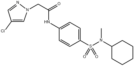 2-(4-chloro-1H-pyrazol-1-yl)-N-(4-(N-cyclohexyl-N-methylsulfamoyl)phenyl)acetamide2-(4-chloro-1H-pyrazole-1-yl)-N-(4-(N-cyclohexyl-N-methylaminosufonyl-)phenyl)acetamide Structure