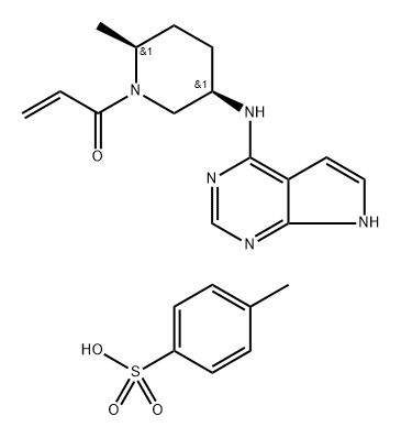 2-Propen-1-one, 1-[(2S,5R)-2-methyl-5-(7H-pyrrolo[2,3-d]pyrimidin-4-ylamino)-1-piperidinyl]-, 4-methylbenzenesulfonate (1:1) 구조식 이미지