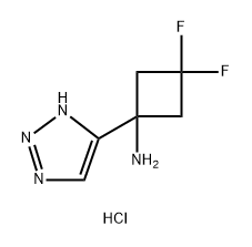 Cyclobutanamine, 3,3-difluoro-1-(1H-1,2,3-triazol-5-yl)-, hydrochloride (1:1) 구조식 이미지