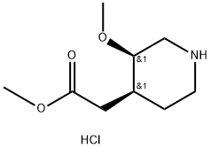 4-Piperidineacetic acid, 3-methoxy-, methyl ester, hydrochloride (1:1), (3R,4S)- 구조식 이미지