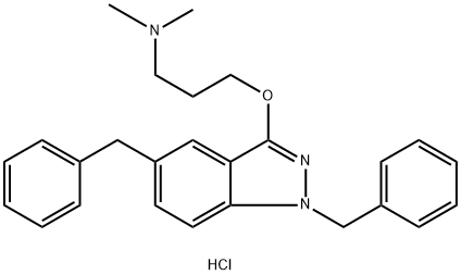 1-Propanamine, 3-[[1,5-bis(phenylmethyl)-1H-indazol-3-yl]oxy]-N,N-dimethyl-, hydrochloride (1:1) 구조식 이미지