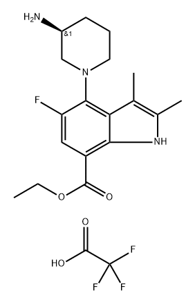 ethyl (S)-4-(3-aminopiperidin-1-yl)-5-fluoro-2,3-dimethyl-1H-indole-7-carboxylate 2,2,2-trifluoroacetate Structure
