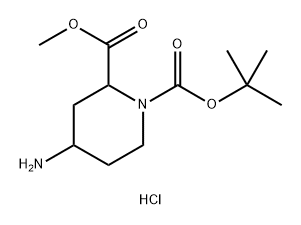 1,2-Piperidinedicarboxylic acid, 4-amino-, 1-(1,1-dimethylethyl) 2-methyl ester, hydrochloride (1:1) Structure