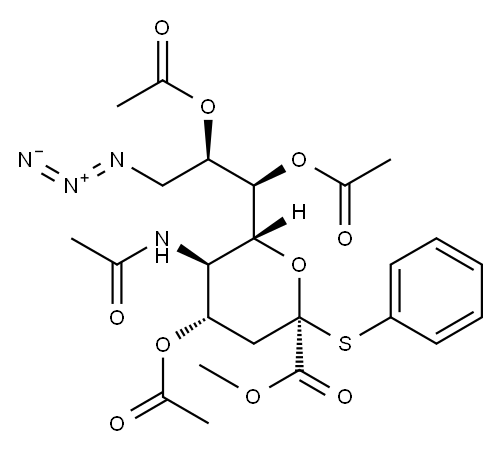 Methyl (Phenyl 5-Acetamido-4,7,8-tri-O-acetyl-9-azido-3,5,9-trideoxy-2-thio-D-glycero-beta-D-galacto-2-nonulopyranosid)onate 구조식 이미지