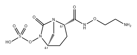 Sulfuric acid, mono[(2S,5R)-2-[[(2-aminoethoxy)amino]carbonyl]-7-oxo-1,6-diazabicyclo[3.2.1]oct-6-yl] ester, rel- Structure