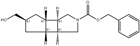 rel-((3aR,3bS,5s,6aR,6bS)-Benzyl 5-(hydroxymethyl)octahydrocyclopenta[3,4]cyclobuta[1,2-c]pyrrole-2(3bH)-carboxylate) 구조식 이미지