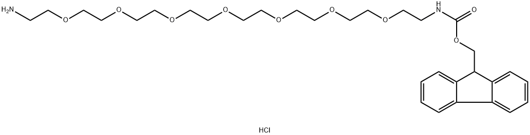 5,8,11,14,17,20,23-Heptaoxa-2-azapentacosanoic acid, 25-amino-, 9H-fluoren-9-ylmethyl ester, hydrochloride (1:1) Structure