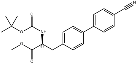 [1,1'-Biphenyl]-4-propanoic acid, 4'-cyano-α-[[(1,1-dimethylethoxy)carbonyl]amino]-, methyl ester, (αS)- Structure