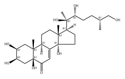Cholest-7-en-6-one, 2,3,5,14,20,22,26-heptahydroxy-, (2β,3β,5β,22R,25R)- (9CI) Structure