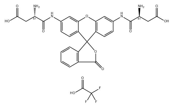 Rh110-2(Asp)  [RhodaMine 110, bis-(L-aspartic acid aMide), trifluoroacetic acid salt] Structure