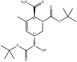 1(2H)-Pyridinecarboxylic acid, 2-(aminocarbonyl)-5-[[(1,1-dimethylethoxy)carbonyl]hydroxyamino]-5,6-dihydro-3-methyl-, 1,1-dimethylethyl ester, (2S,5R)- Structure