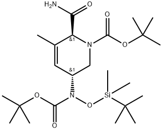 tert-butyl (3R,6S)-3-((tert-butoxycarbonyl)((tert-butyldimethylsilyl)oxy)amino) -6-carbamoyl -5-methyl-3,6-dihydropyridine-1(2H)-carboxylate Structure