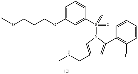 1H-Pyrrole-3-methanamine, 5-(2-fluorophenyl)-1-[[3-(3-methoxypropoxy)phenyl]sulfonyl]-N-methyl-, hydrochloride (1:1) Structure