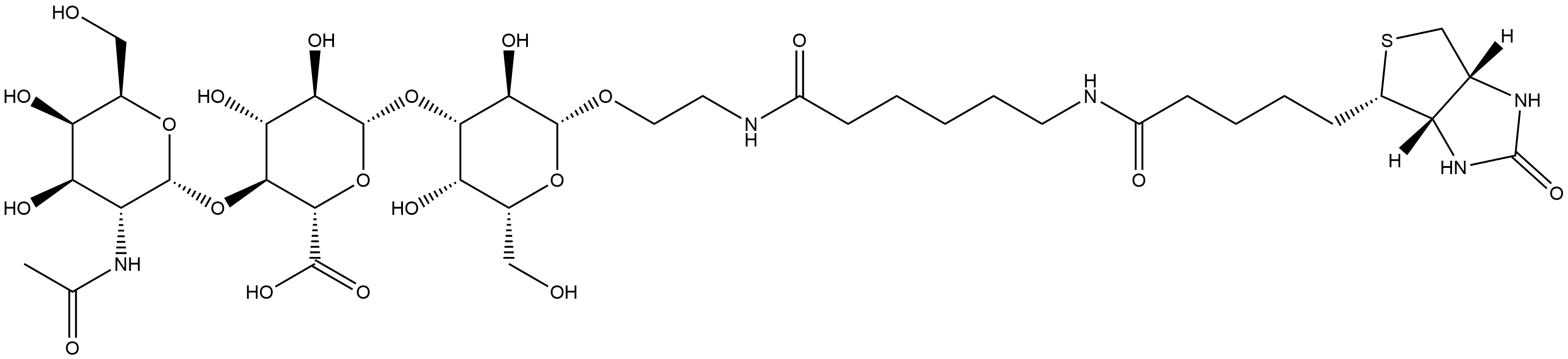 (3aS,4S,6aR)-N-[6-[[2-[[O-2-(acetylamino)-2-deoxy-α-D-galactopyranosyl-(1→4)-O-β-D-glucopyranuronosyl-(1→3)-β-D-galactopyranosyl]oxy]ethyl]amino]-6-oxohexyl]hexahydro-2-oxo-1H-Thieno[3,4-d]imidazole-4-pentanamide labeled with tritium Structure