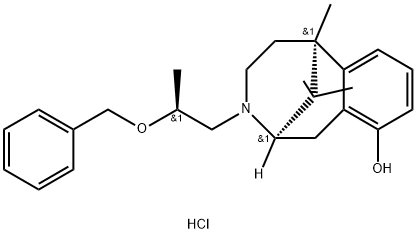 2,6-Methano-3-benzazocin-10-ol, 1,2,3,4,5,6-hexahydro-6,11,11-trimethyl-3-[(2S)-2-(phenylmethoxy)propyl]-, hydrochloride (1:1), (2R,6S)- Structure