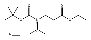 β-Alanine, N-[(1S)-2-cyano-1-methylethyl]-N-[(1,1-dimethylethoxy)carbonyl]-, ethyl ester Structure