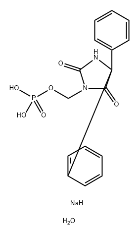 2,4-Imidazolidinedione, 5,5-diphenyl-3-[(phosphonooxy)methyl]-, sodium salt, hydrate (1:2:7) Structure