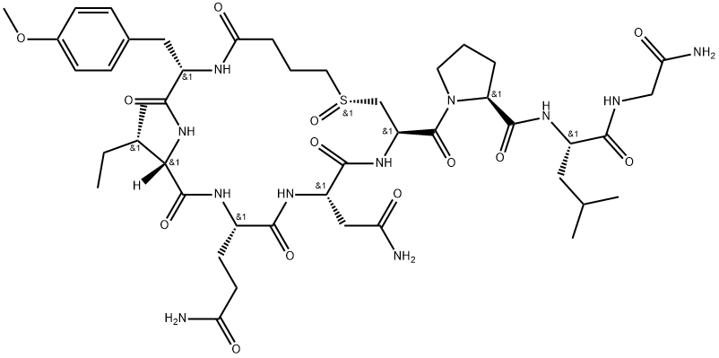 1-Carbaoxytocin, 1-butanoic acid-2-(O-methyl-L-tyrosine)-, S-oxide, [S(R)]- (9CI) Structure