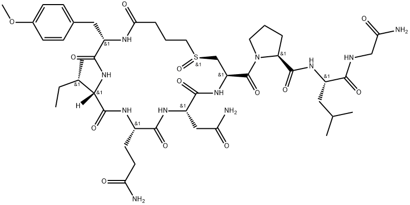 1-Carbaoxytocin, 1-butanoic acid-2-(O-methyl-L-tyrosine)-, S-oxide, [S(S)]- (9CI) Structure