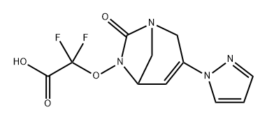 2,2-difluoro-2-((7-oxo-3-(1H-pyrazol-1-yl)-1,6-diazabicyclo[3.2.1]oct-3-en-6-yl)oxy)acetic acid Structure