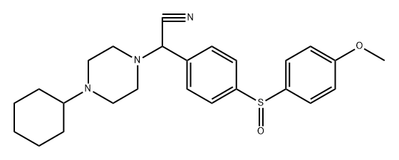 1-Piperazineacetonitrile, 4-cyclohexyl-α-[4-[(S)-(4-methoxyphenyl)sulfinyl]phenyl]- Structure