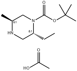rel-tert-butyl (2R,5S)-2-ethyl-5-methylpiperazine-1-carboxylate acetate 구조식 이미지