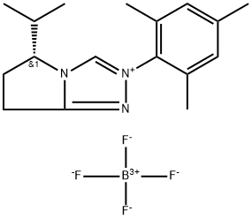 5H-Pyrrolo[2,1-c]-1,2,4-triazolium, 6,7-dihydro-5-(1-methylethyl)-2-(2,4,6-trimethylphenyl)-, (5R)-, tetrafluoroborate(1-) (1:1) Structure