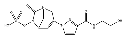 3-(3-((2-hydroxyethyl)carbamoyl)-1H-pyrazol-1-yl)-7-oxo-1,6-diazabicyclo[3.2.1]oct-3-en-6-yl hydrogen sulfate Structure