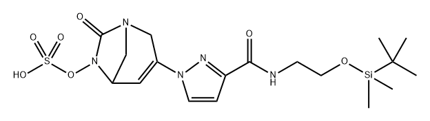 3-(3-((2-((tert-butyldimethylsilyl)oxy)ethyl)carbamoyl)-1H-pyrazol-1-yl)-7-oxo-1,6-diazabicyclo[3.2.1]oct-3-en-6-yl hydrogen sulfate Structure