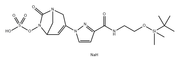 sodium 3-(3-((2-((tert-butyldimethylsilyl)oxy)ethyl)carbamoyl)-1H-pyrazol-1-yl)-7-oxo-1,6-diazabicyclo[3.2.1]oct-3-en-6-yl sulfate Structure