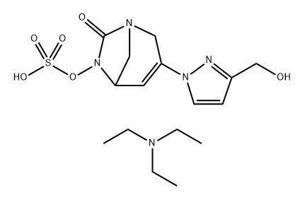 triethylammonium [3-[3-(hydroxymethyl)pyrazol-1-yl]-7-oxo-1,6-diazabicyclo[3.2.1]oct-3-en-6-yl]sulfate Structure