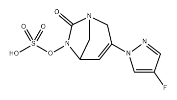 3-(4-fluoro-1H-pyrazol-1-yl)-7-oxo-1,6-diazabicyclo[3.2.1]oct-3-en-6-yl hydrogen sulfate 구조식 이미지