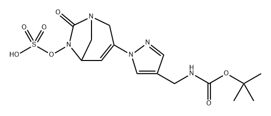 3-(4-(((tert-butoxycarbonyl)amino)methyl)-1H-pyrazol-1-yl)-7-oxo-1,6-diazabicyclo[3.2.1]oct-3-en-6-yl hydrogen sulfate Structure